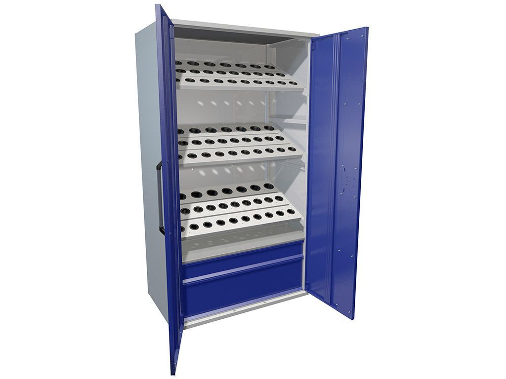 Инструментальный шкаф HARD серый полуматовый, двери синие