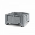 Контейнер Iplast IBOX серый, перфорированный на ножках