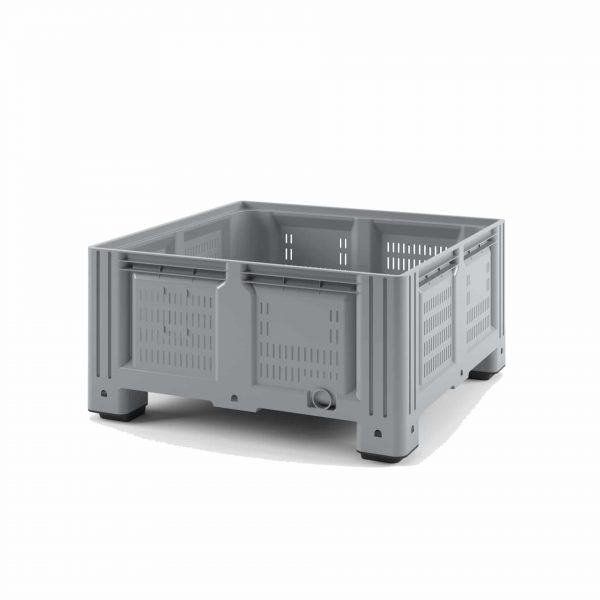 Контейнер Iplast IBOX серый, перфорированный на ножках