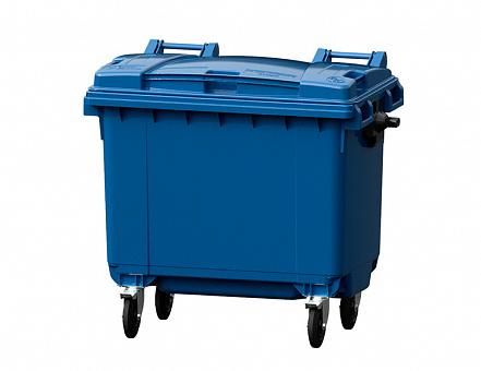 Передвижной мусорный контейнер темно-голубой, с темно-голубой крышкой без педали