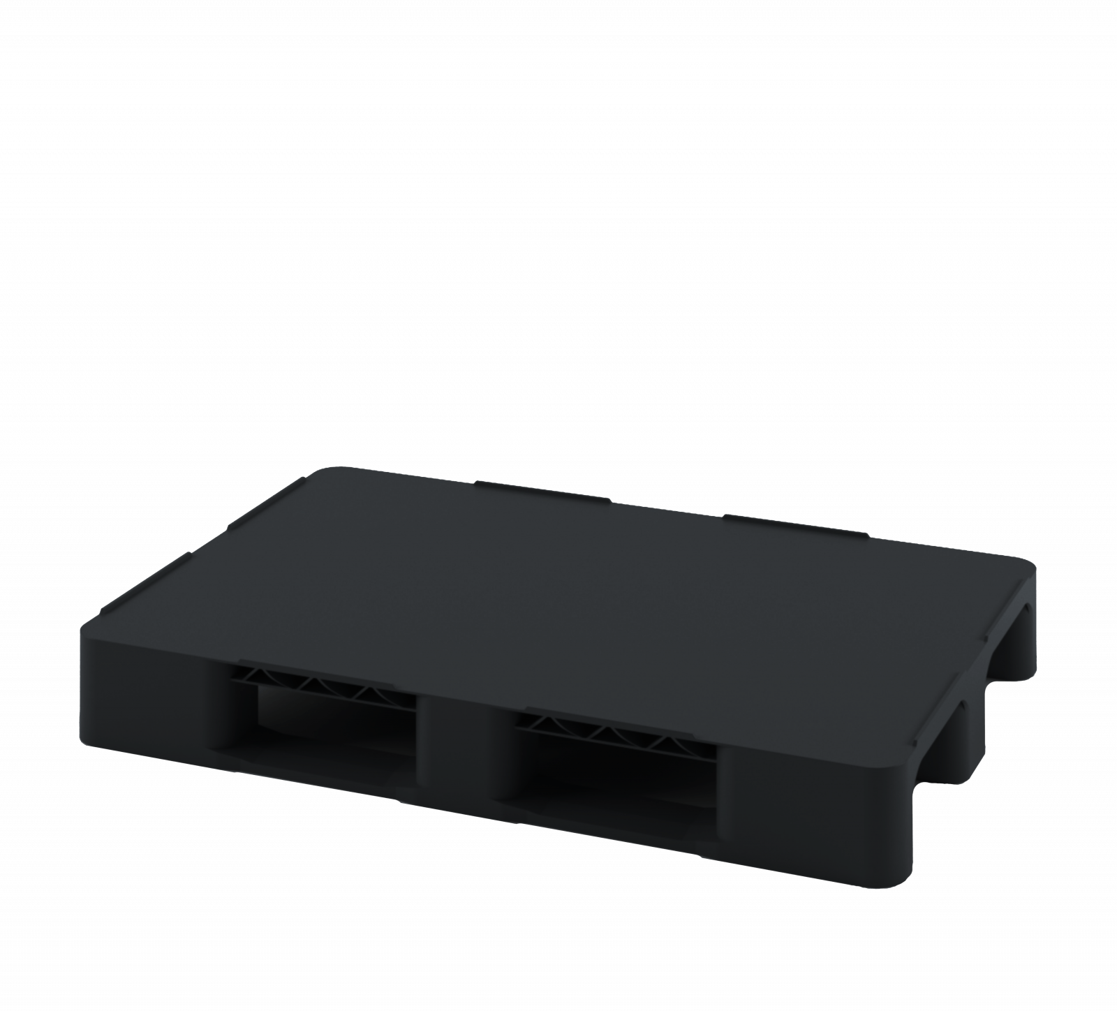 Пластиковый паллет cплошной,чёрный, на двух лыжах