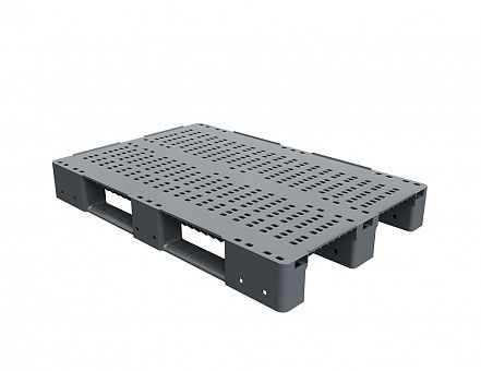 Поддон Iplast на 3-х лыжах усиленный 2-мя трубами серый, перфорированный с бортиком