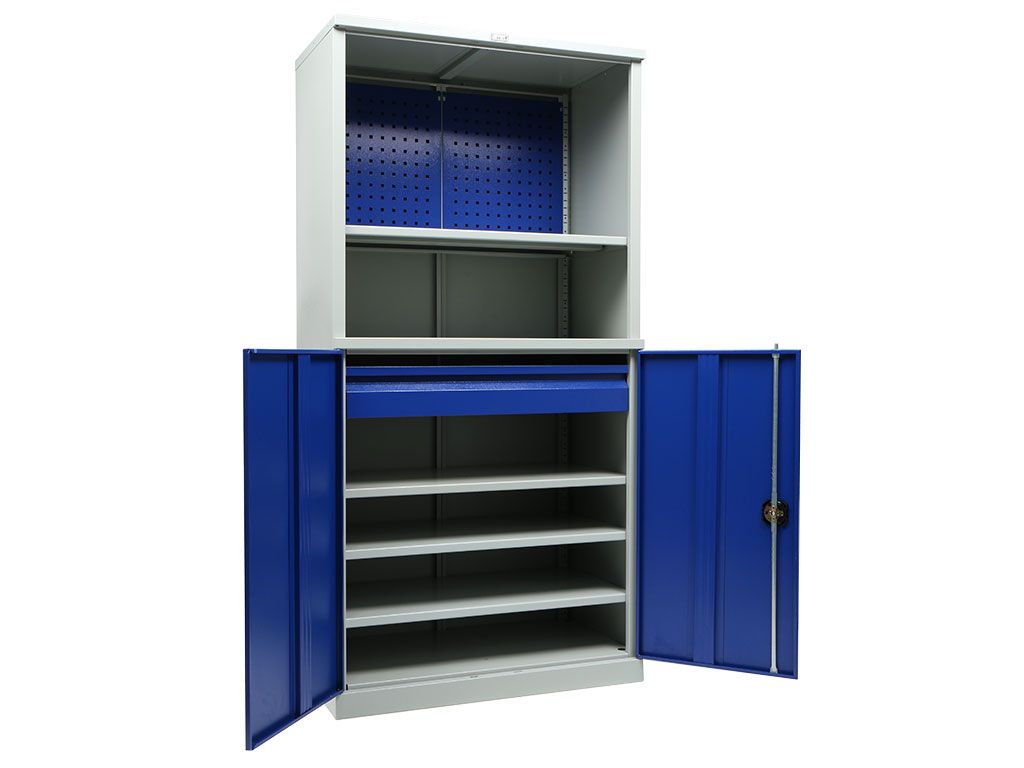 Шкаф инструментальный TC-1995/2 cерый полуматовый, двери синие