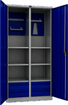 Шкаф инструментальный cерый полуматовый, двери синие