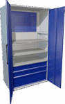 серый полуматовый Инструментальный шкаф HARD, двери синие