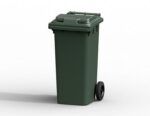 Передвижной мусорный контейнер Iplast 120 л. зеленый, с зеленой крышкой без педали